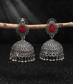 Red color oxidised earrings