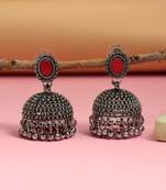 Red color oxidised earrings