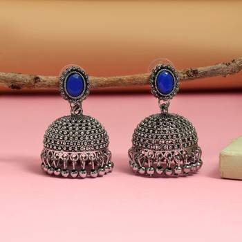 Blue color oxidised earrings 1