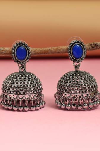 Blue color oxidised earrings