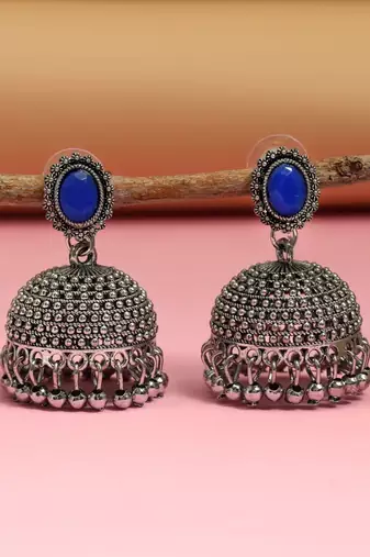 Blue color oxidised earrings