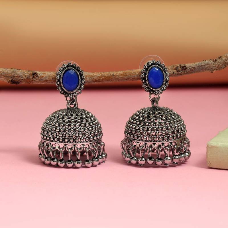 Blue color oxidised earrings