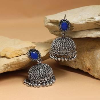 Blue color oxidised earrings 2