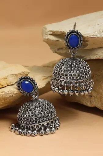 Blue color oxidised earrings