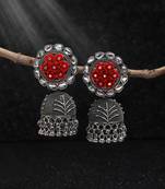 Red color oxidised earrings