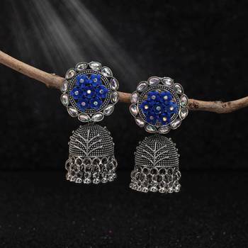 Blue color oxidised earrings 1
