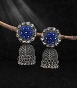 Blue color oxidised earrings