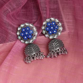 Blue color oxidised earrings 2