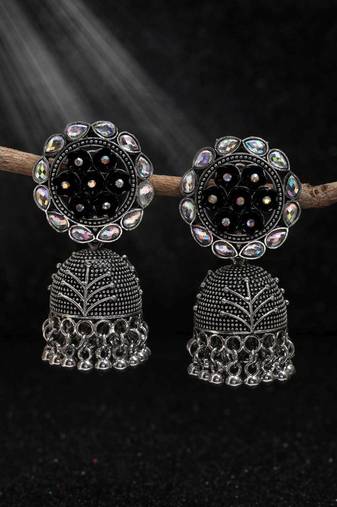 Black color oxidised earrings