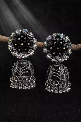 Black color oxidised earrings