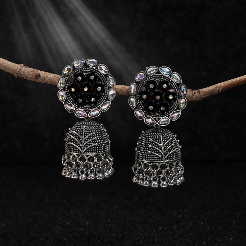 Black color oxidised earrings