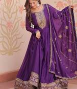 Purple georgette sequins & zari embroidered Anarakali With Dupatta