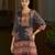 Navy blue pure crepe abstract print festive & party co-ord set