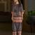 Navy blue pure crepe abstract print festive & party co-ord set