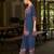 Blue pure crepe abstract print festive & party co-ord set
