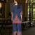 Blue pure crepe abstract print festive & party co-ord set