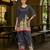 Black pure crepe abstract print festive & party co-ord set