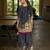 Black pure crepe abstract print festive & party co-ord set