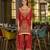 Red pure crepe abstract print festive & party co-ord set