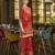 Red pure crepe abstract print festive & party co-ord set