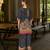 Blue pure crepe abstract print festive & party co-ord set