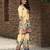 Beige chinon chiffon floral printed embellished festive & party co-ord set