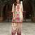 Beige chinon chiffon geometric printed embellished festive & party co-ord set