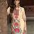 Beige chinon chiffon geometric printed embellished festive & party co-ord set
