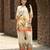 Beige pure crepe animal printed embellished festive & party co-ord set