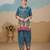 Teal blue pure crepe floral printed embellished festive & party co-ord set