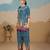 Teal blue pure crepe floral printed embellished festive & party co-ord set