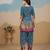 Teal blue pure crepe floral printed embellished festive & party co-ord set