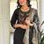 Ethnic festive wear black roman silk stitched suit with dupatta
