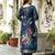 Ethnic festive wear blue chanderi cotton stitched suit with dupatta
