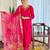Ethnic festive wear red viscose stitched suit with dupatta