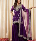 purple georgette stitched suit with dupatta
