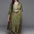 Ethnic festive wear green chinon viscose stitched suit with dupatta
