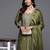 Ethnic festive wear green chinon viscose stitched suit with dupatta