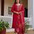 Ethnic festive wear red viscose chanderi stitched suit with dupatta