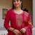 Ethnic festive wear red viscose chanderi stitched suit with dupatta