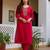 Ethnic festive wear red viscose chanderi stitched suit with dupatta