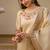 Ethnic festive wear off white viscose silk stitched suit with dupatta
