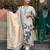 Ethnic festive wear white chanderi stitched suit with dupatta
