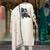 Ethnic festive wear white chanderi stitched suit with dupatta