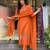 Ethnic festive wear orange rayon slub stitched suit with dupatta