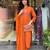 Ethnic festive wear orange rayon slub stitched suit with dupatta