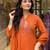 Ethnic festive wear orange rayon slub stitched suit with dupatta