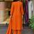 Ethnic festive wear orange rayon slub stitched suit with dupatta