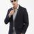 Men's Notched Lapel Solid Navy Blue Single-Breasted Blazer
