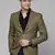 single-breasted slim-fit green blazer with red checks